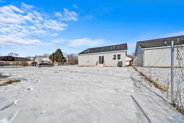 view of snow covered property