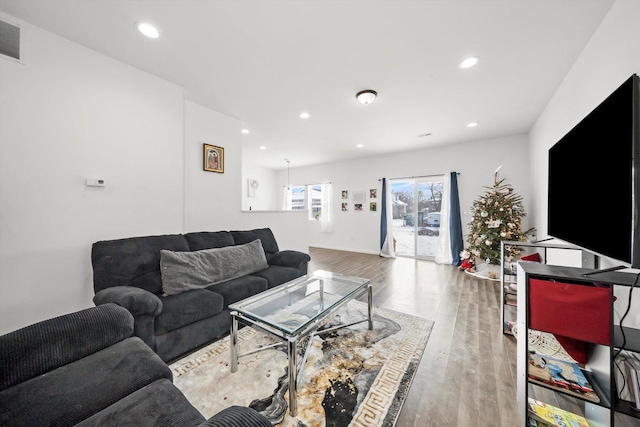 living room featuring light hardwood / wood-style flooring