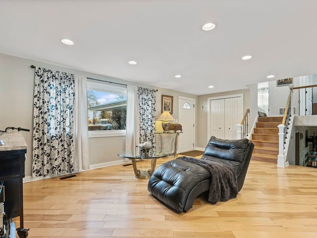 living room featuring light hardwood / wood-style floors