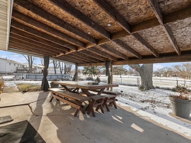 view of snow covered patio