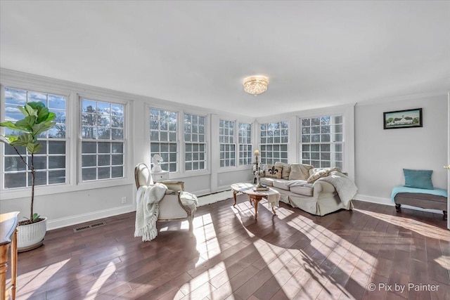 sunroom / solarium featuring visible vents and plenty of natural light