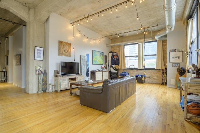 living room featuring light wood-type flooring