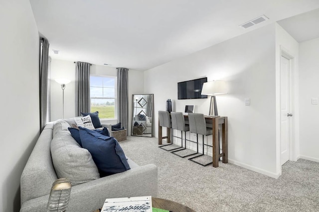 living room with carpet