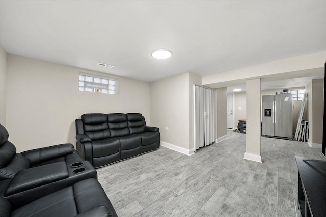 living room featuring light hardwood / wood-style flooring