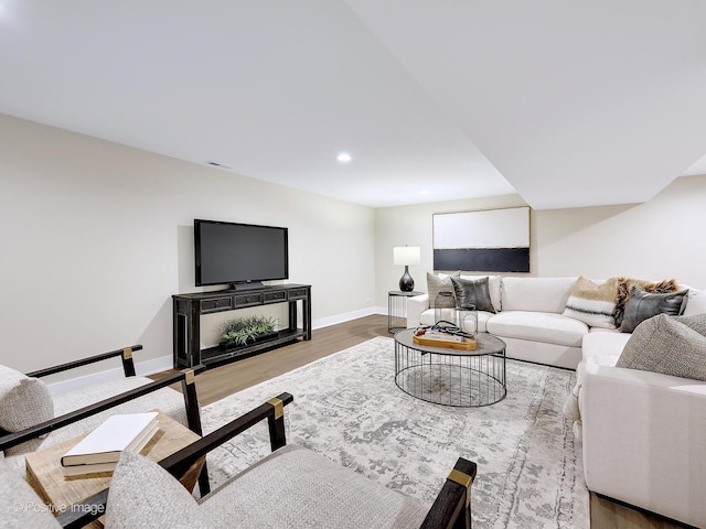 living room with hardwood / wood-style floors