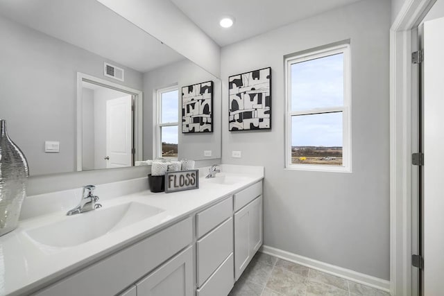 bathroom with vanity and plenty of natural light