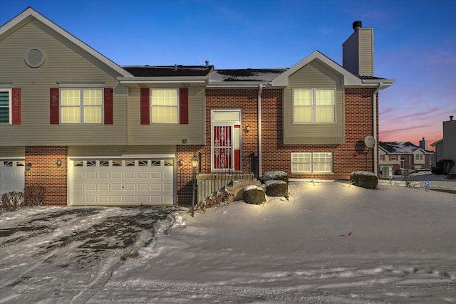 bi-level home with a garage