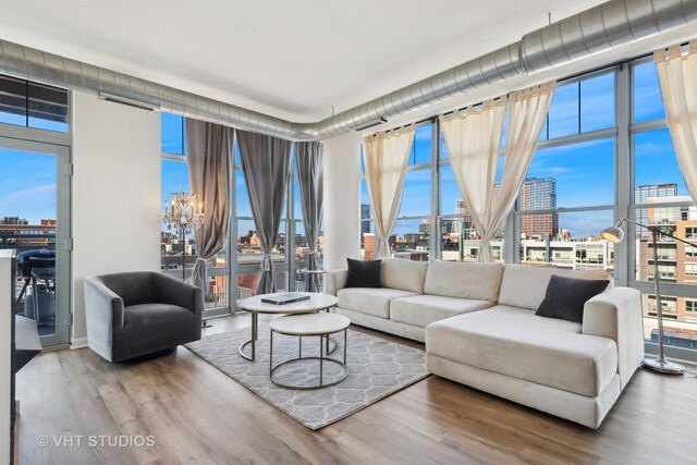 living room with hardwood / wood-style floors