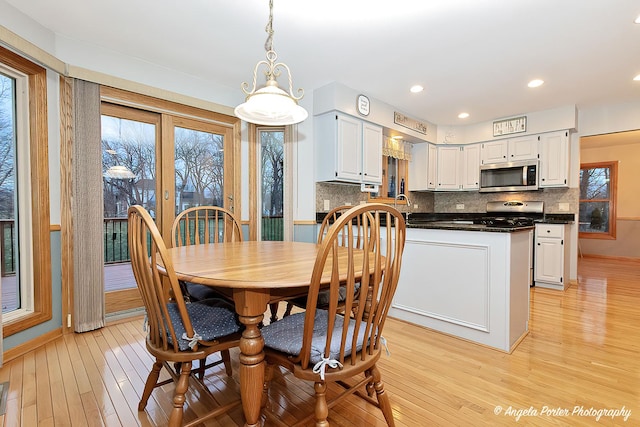 dining area featuring light hardwood / wood-style flooring