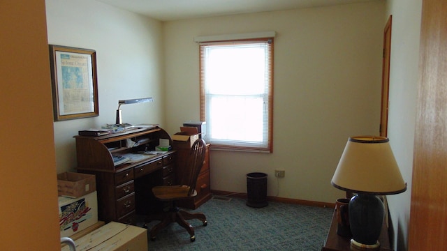 office with a wealth of natural light and carpet flooring