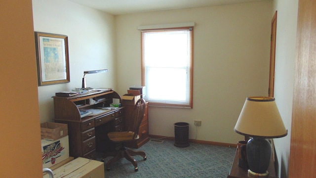 office featuring carpet floors and baseboards