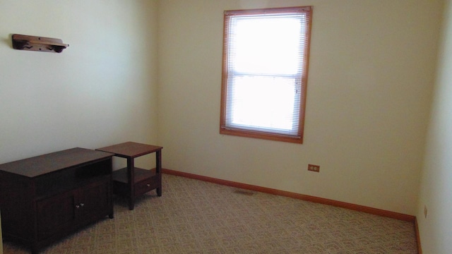 spare room with light colored carpet