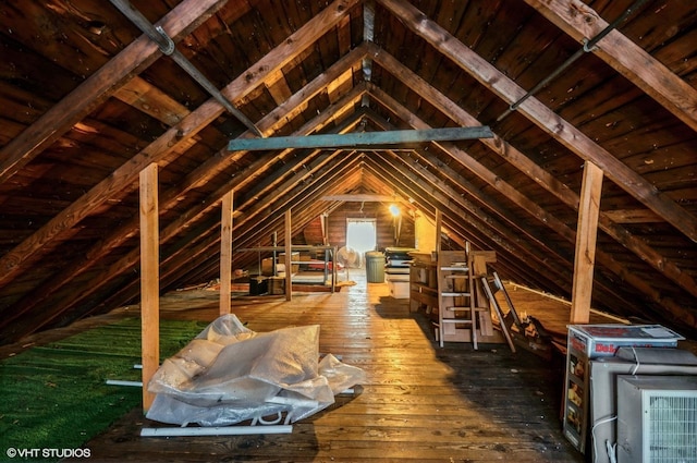 view of unfinished attic