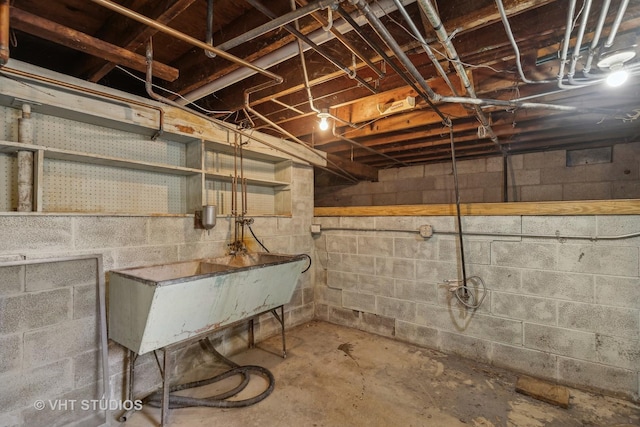 basement featuring sink