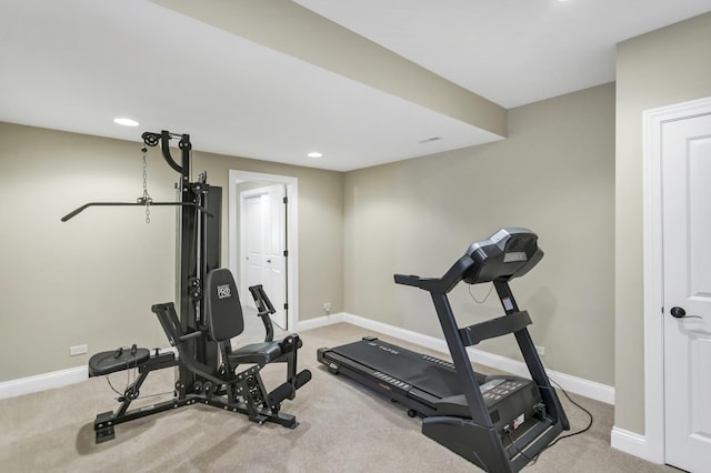 exercise room with carpet