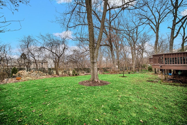 view of yard with a deck