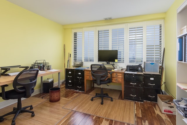 office featuring hardwood / wood-style flooring