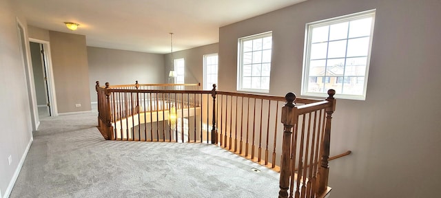 hallway featuring carpet floors and a wealth of natural light