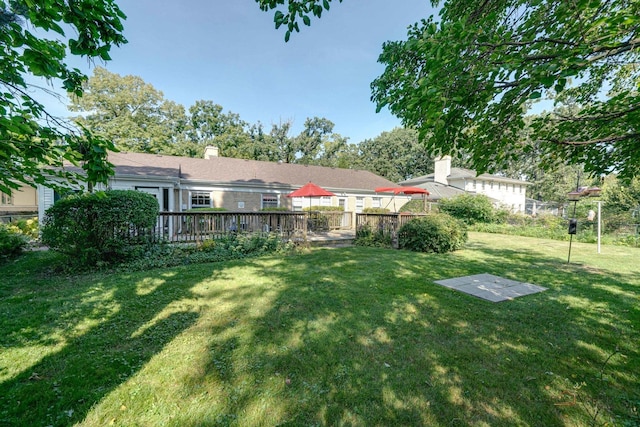 view of yard featuring a deck