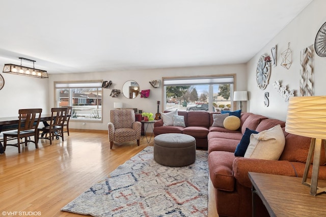 living room featuring light hardwood / wood-style flooring