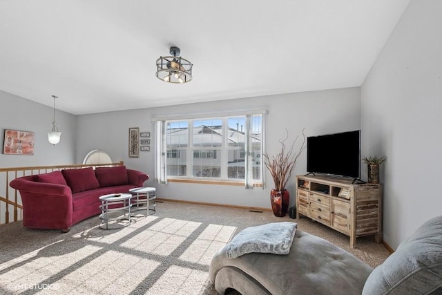 living room with light carpet