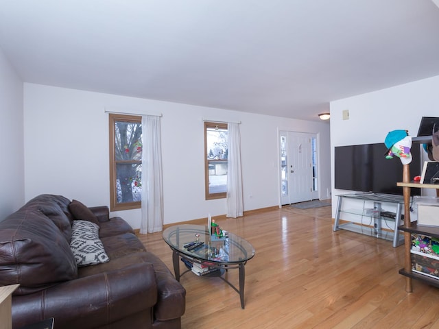 living room with light hardwood / wood-style floors