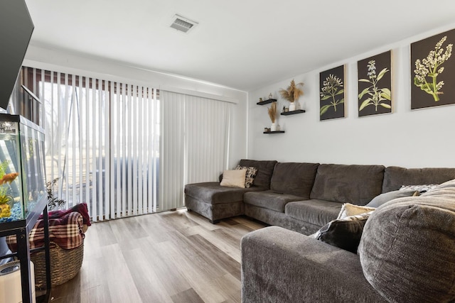 living room with light wood-type flooring