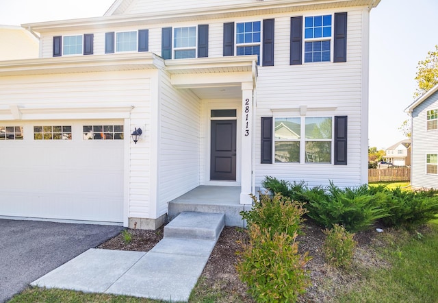 view of front of house with a garage