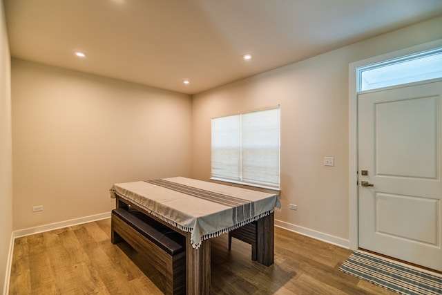 dining room with light hardwood / wood-style floors