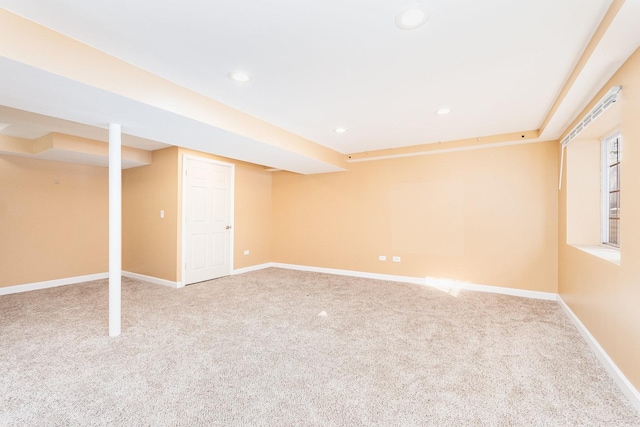 basement featuring carpet