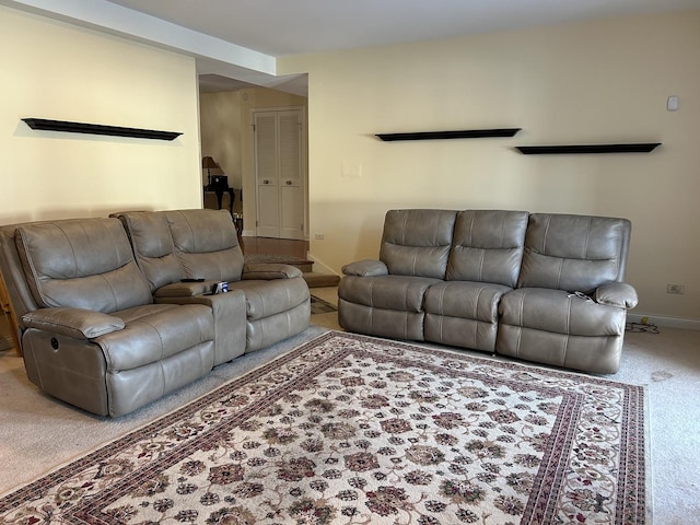 living room featuring carpet