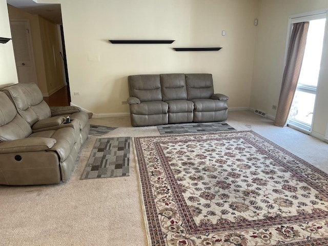 living room featuring carpet flooring