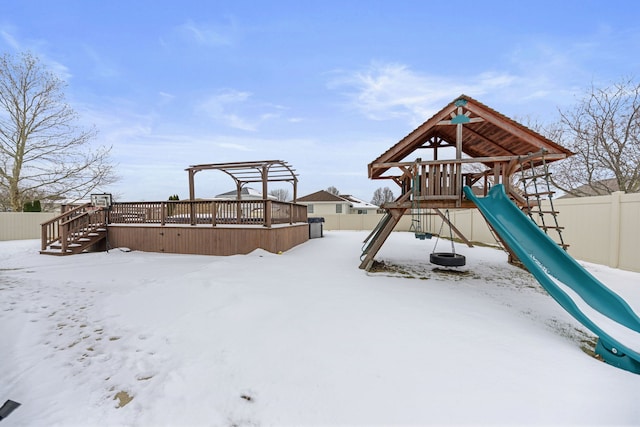 view of snow covered playground