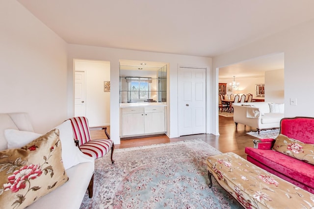 living room with wood-type flooring