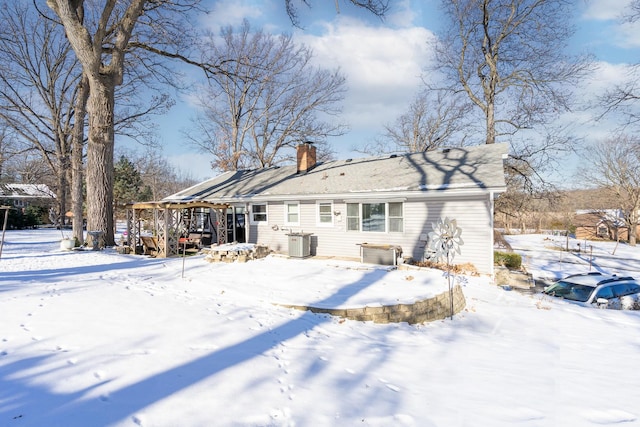 view of snow covered property