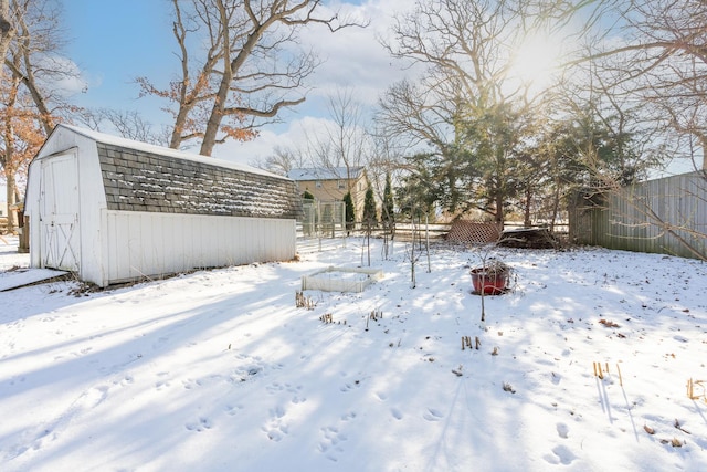 view of yard covered in snow