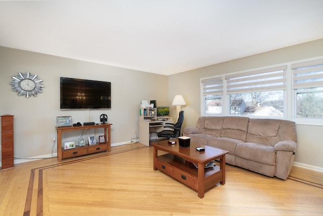 living room featuring light hardwood / wood-style flooring