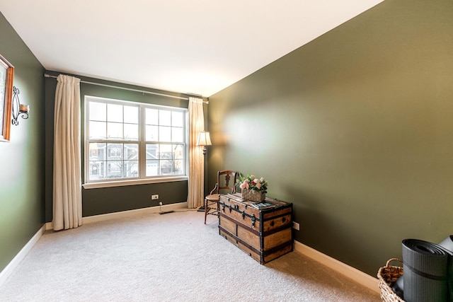 living area with light carpet