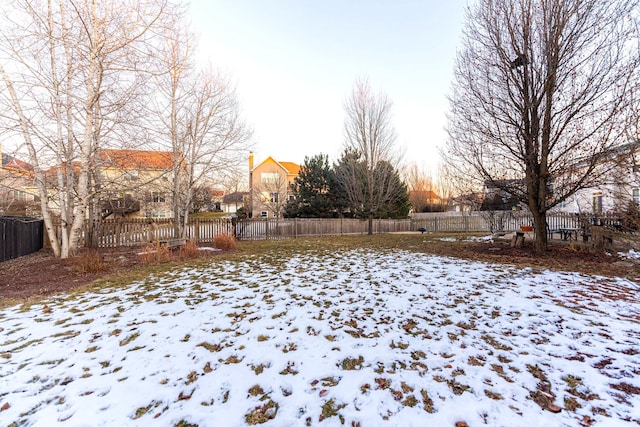 view of yard covered in snow