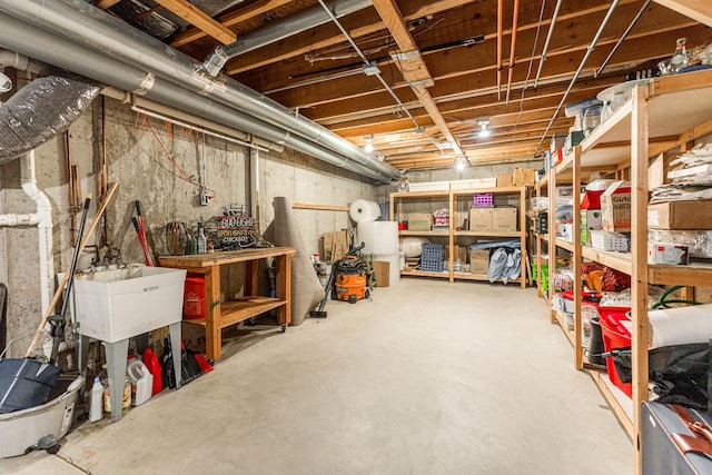 basement featuring sink