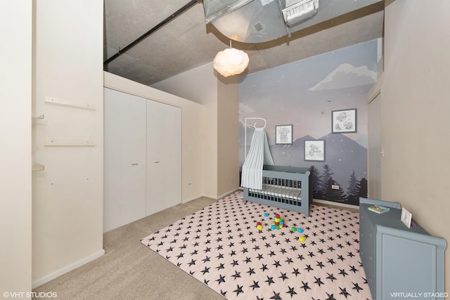 interior space featuring baseboards and light colored carpet