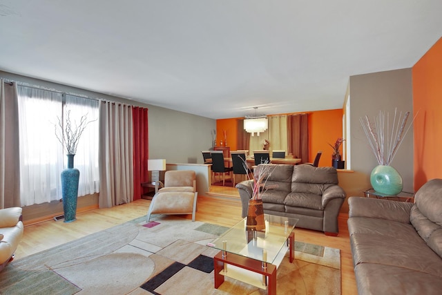 living area with light wood-style flooring