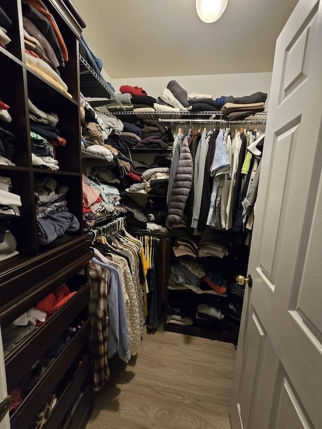 spacious closet featuring hardwood / wood-style floors