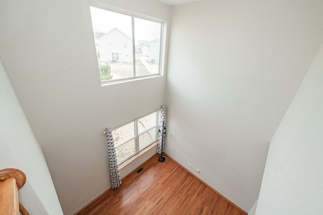 interior space featuring a wealth of natural light and light hardwood / wood-style floors