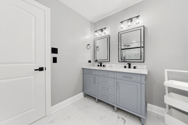 bathroom with vanity and an enclosed shower