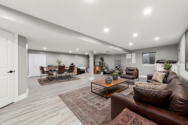 living room featuring light wood-type flooring