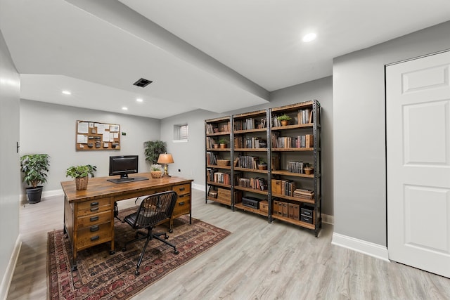 office featuring light hardwood / wood-style floors