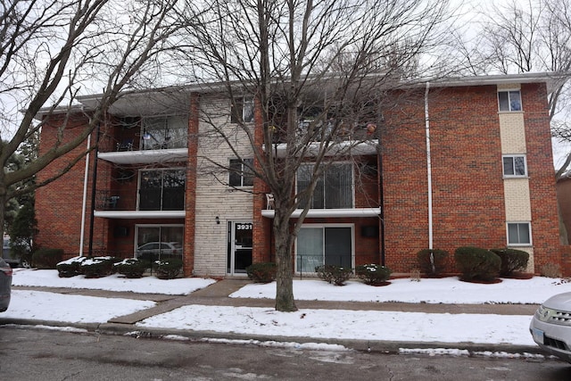 view of snow covered building