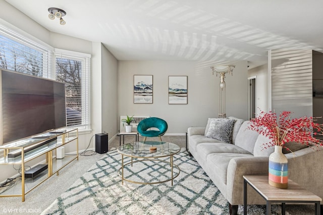 living room featuring carpet flooring