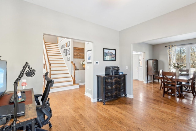 office area featuring wood-type flooring